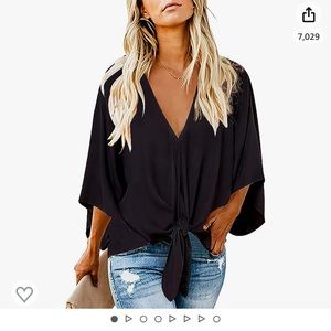 Women’s Casual Batwing Blouse - Size XL - Black